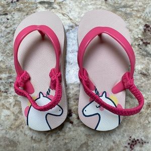 Cat&Jack Unicorn Flip Flops - Size 5/6 Baby